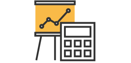 Calculator and line graph illustration
